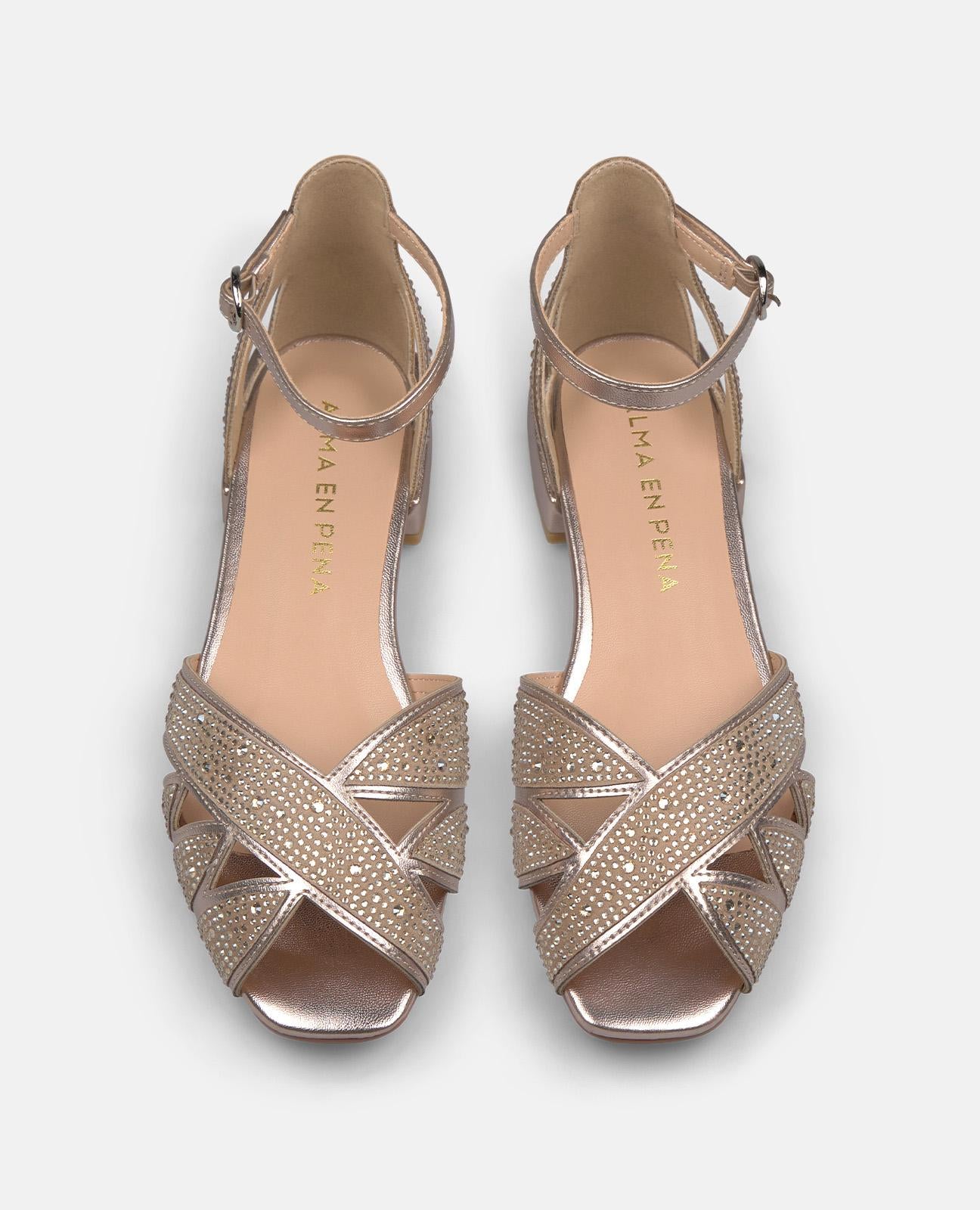 alma-en-pena-flache-sandalette-bronze-strass-2-3-cm image 4