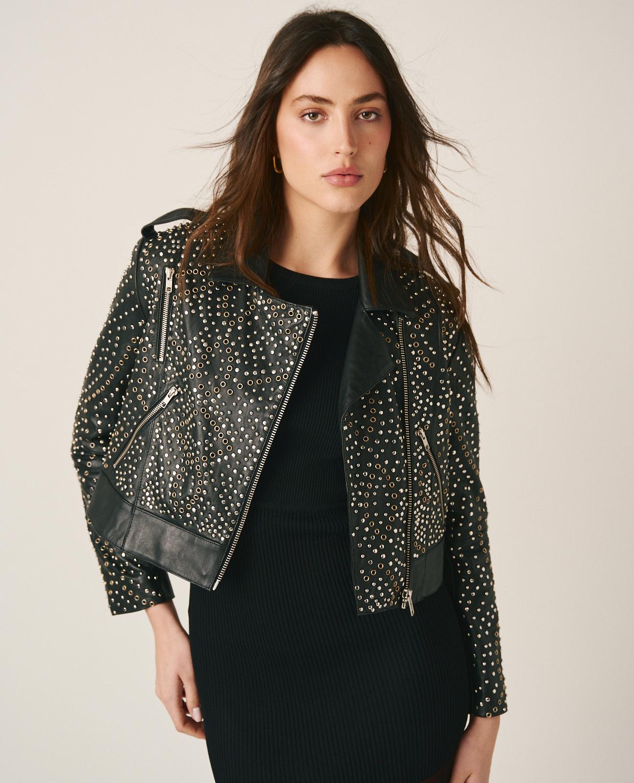 alma-en-pena-bikerjacke-mit-openwork-nieten-damen image 4