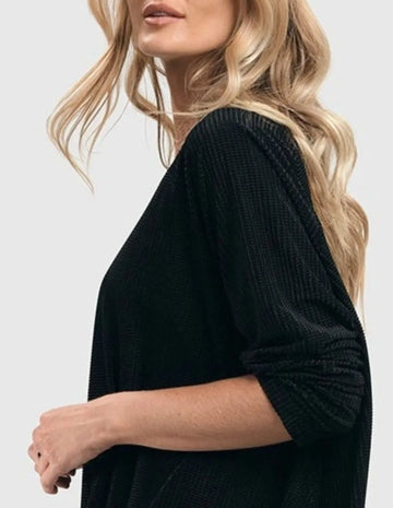 alembika-liv-draped-trapeze-top-black-grid-a-linien-bluse image 7
