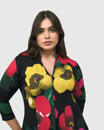 alembika-valencia-cocoon-kleid-garden-floral-jersey-langarm image 3