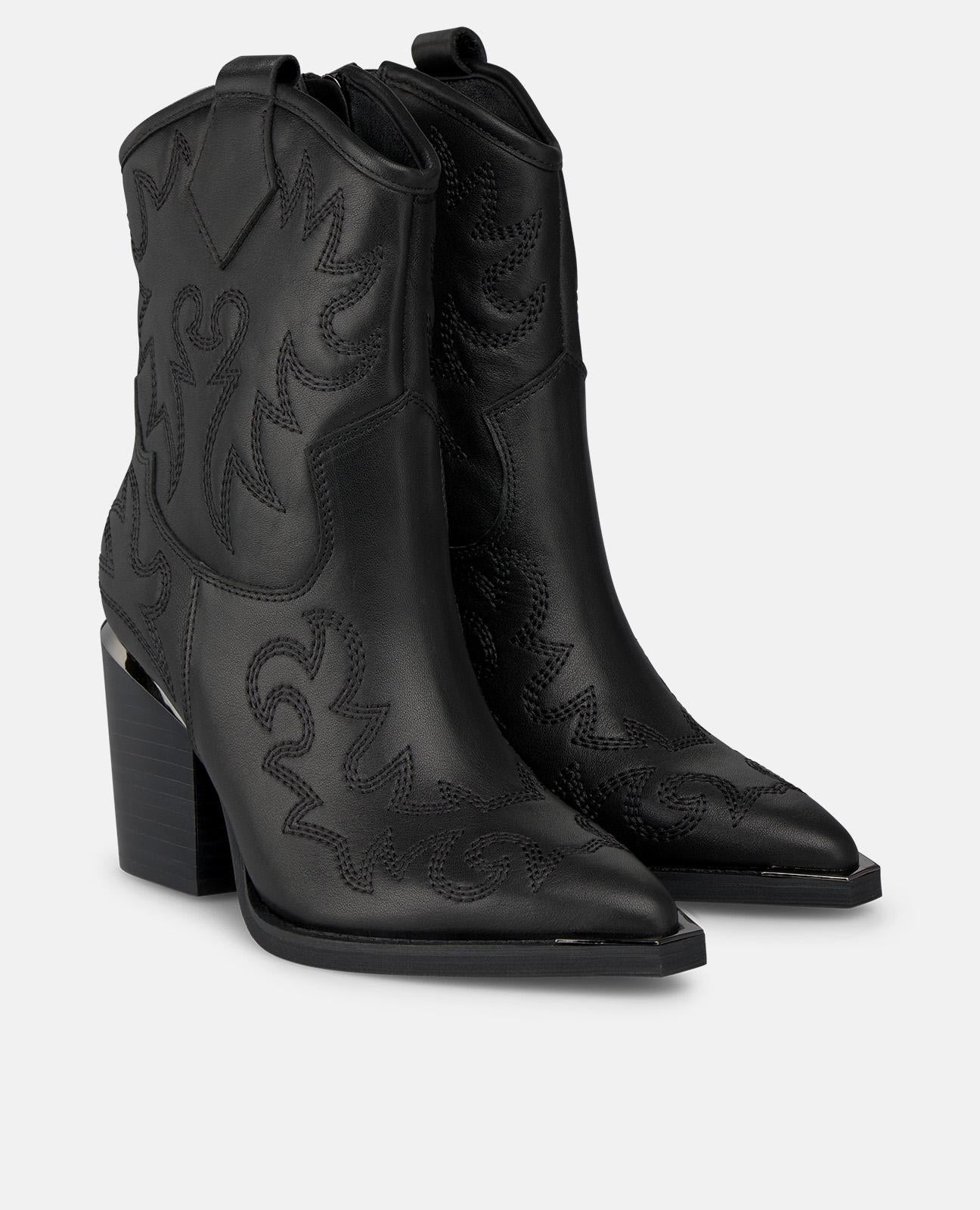 alma-en-pena-embroidered-heeled-ankle-boot-damen-schwarz-7-cm image 2