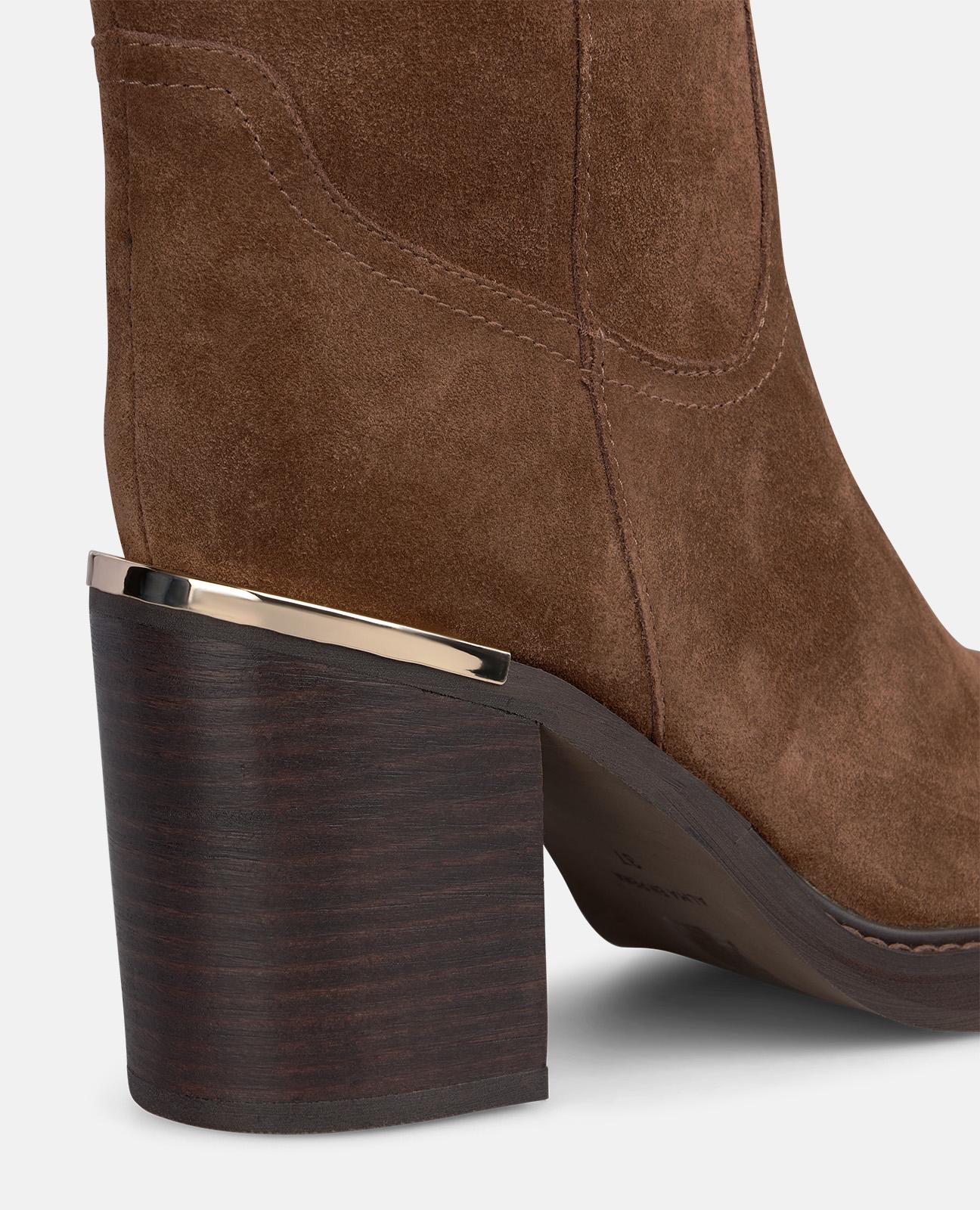 alma-en-pena-high-top-stiefelette-aus-veloursleder-blockabsatz-8-5-cm-in-camel image 4