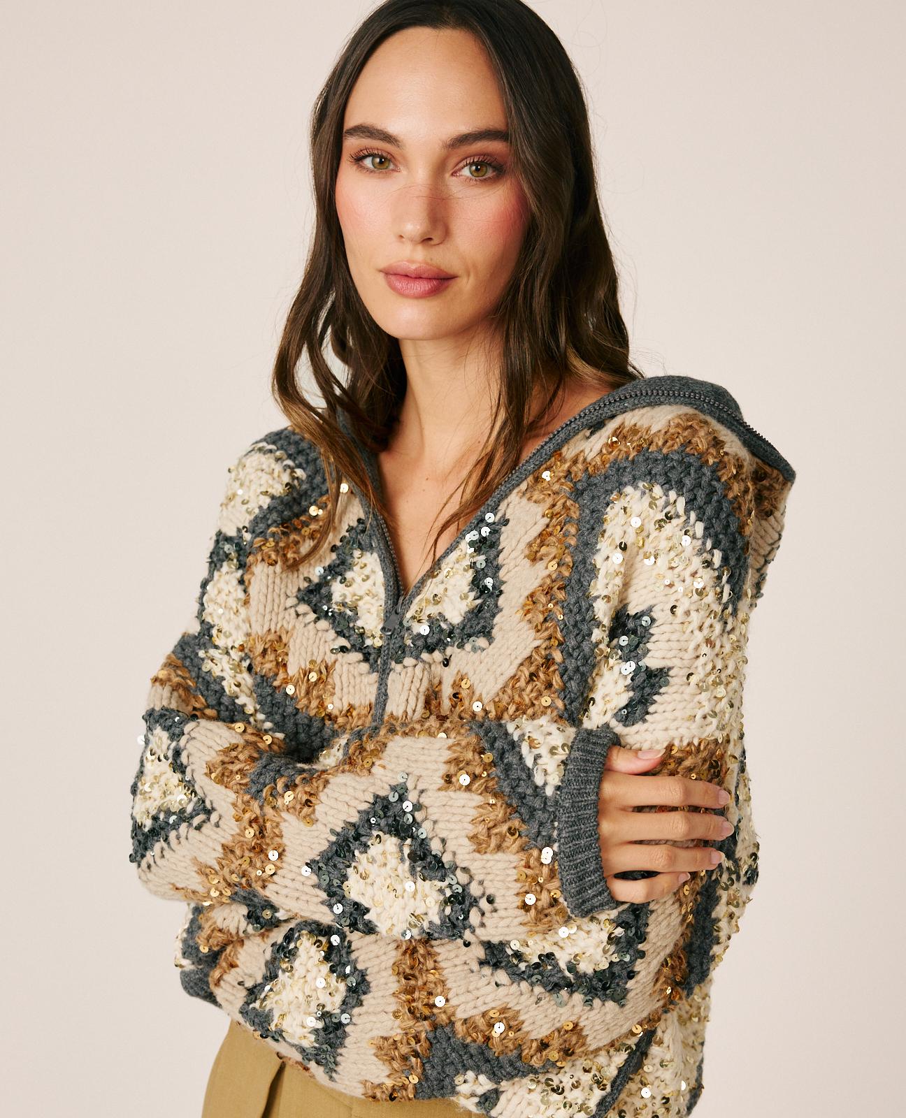 alma-en-pena-hooded-knit-cardigan-damen-strickjacke-mit-kapuze-braun image 4