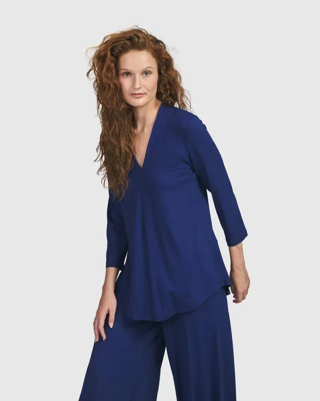 alembika-essential-v-neck-top-top-royal-blue image 1