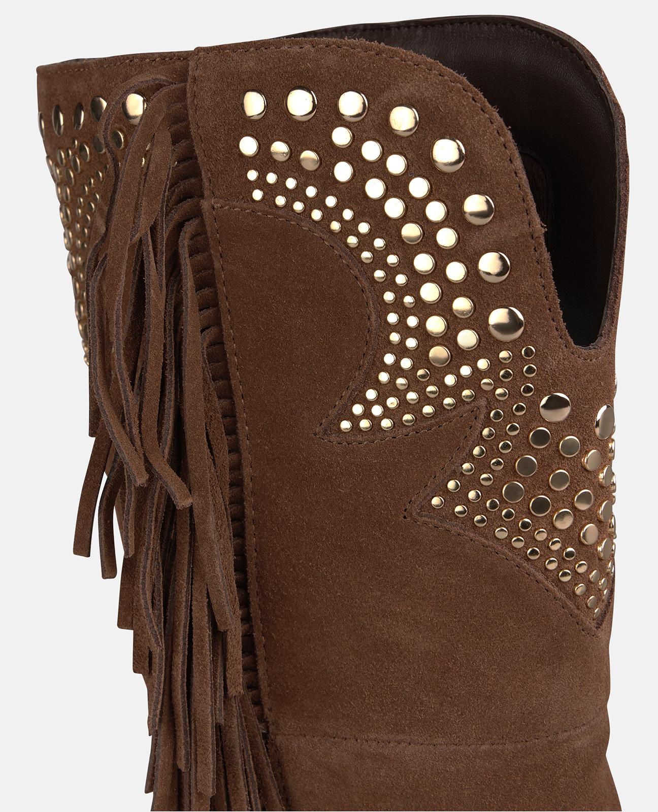 alma-en-pena-cowboy-boots-aus-veloursleder-mit-nieten-camel image 4