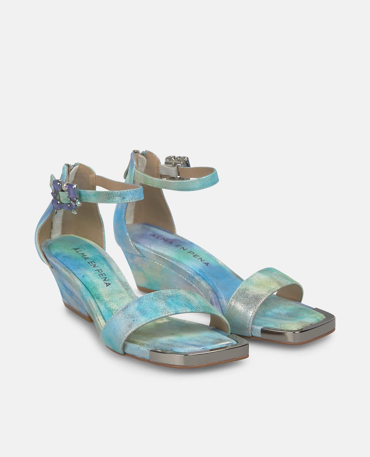 alma-en-pena-riemchensandale-square-toe-6-cm-blockabsatz-blau image 2