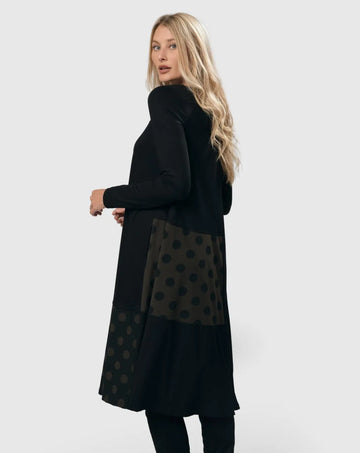 alembika-tekbika-dot-trapeze-dress-black-khaki-midikleid image 2