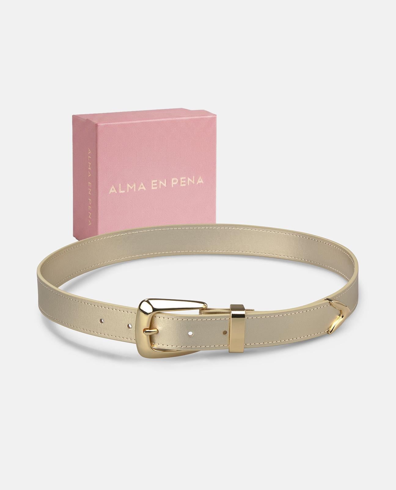 alma-en-pena-lederg-rtel-3-cm-eckschnalle-gold-gemustert image 4