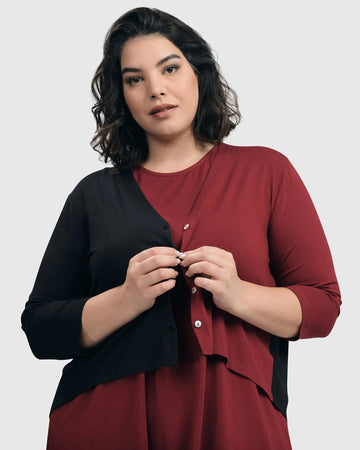 alembika-essential-2-tone-crop-cardigan-cropped-strickjacke-in-plum image 3