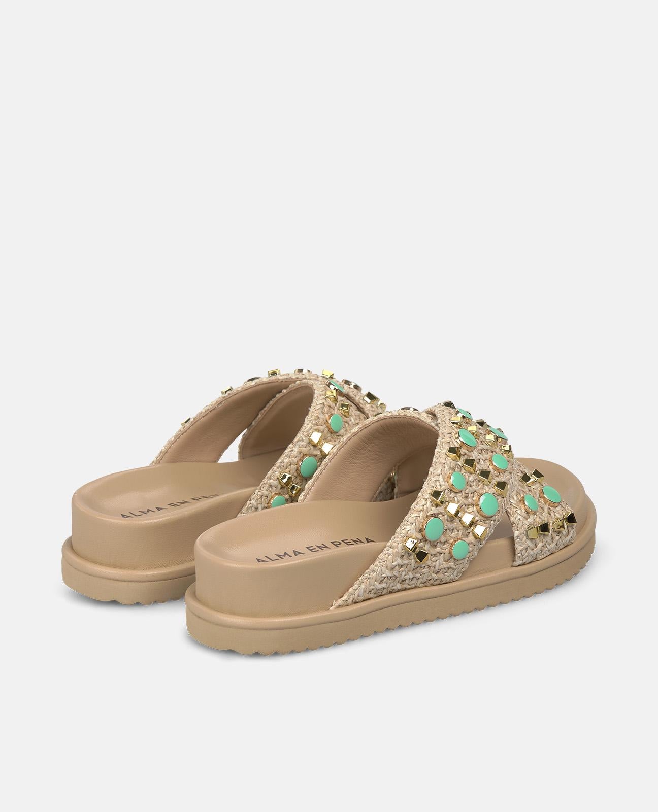 alma-en-pena-double-strap-cross-strap-platform-sandals-bast-plateau-braun image 3