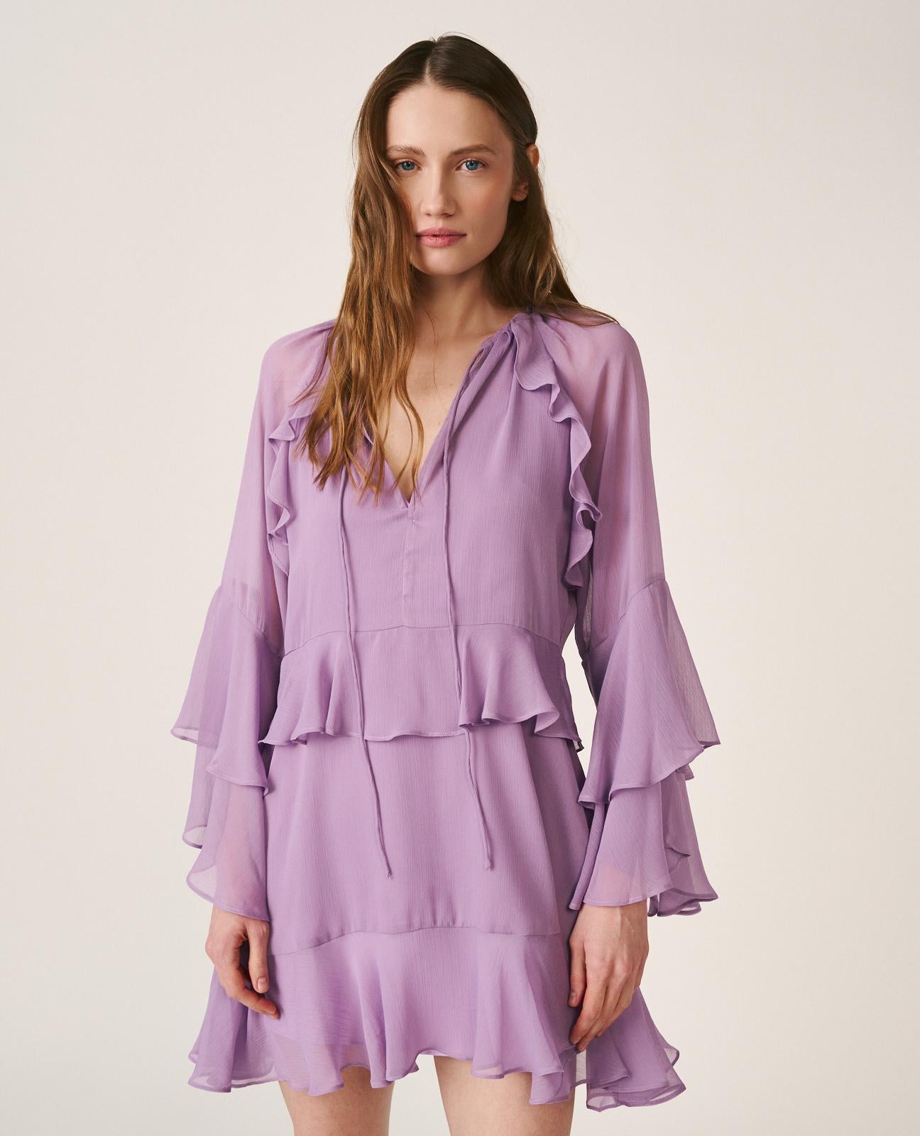 alma-en-pena-flared-sleeve-mini-kleid-lavendel-chiffon image 4