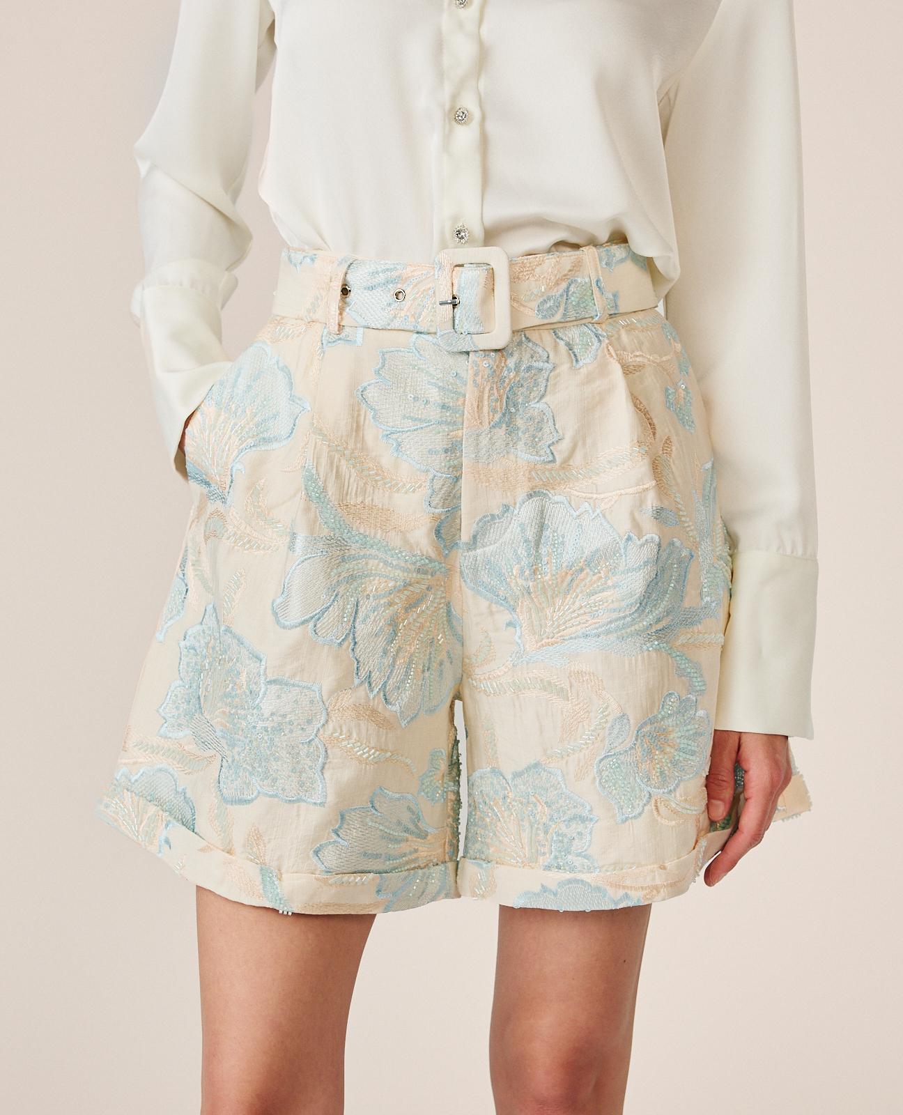 alma-en-pena-bestickte-shorts-blau-high-waist-shorts-leinen image 3