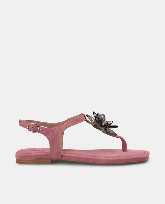 alma-en-pena-flache-sandale-kristall-blume-eckig-lila image 1