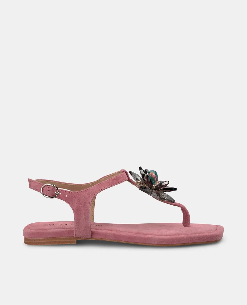 alma-en-pena-flache-sandale-kristall-blume-eckig-lila image 1