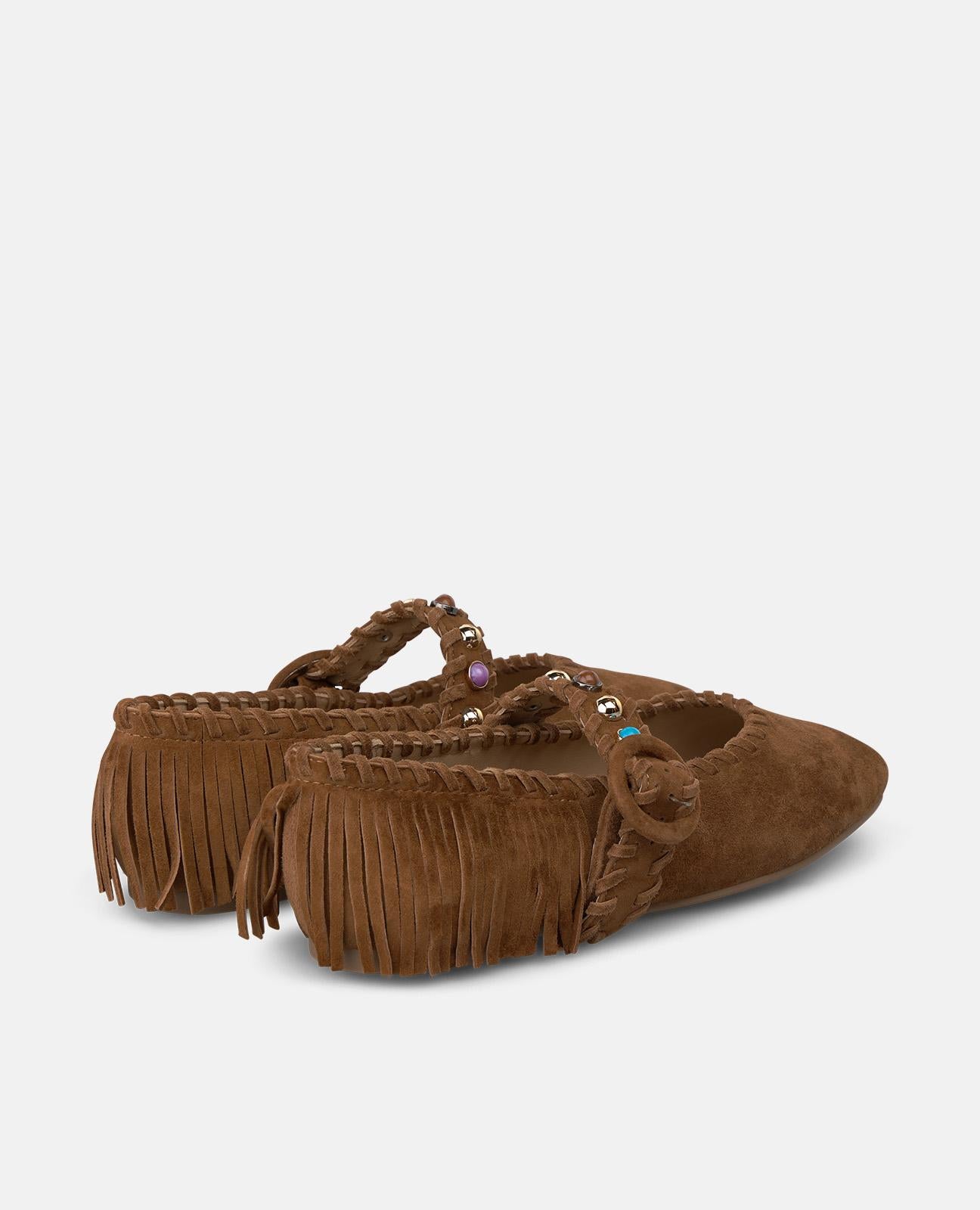 alma-en-pena-suede-dancing-ballerinas-mit-fransen-camel image 3