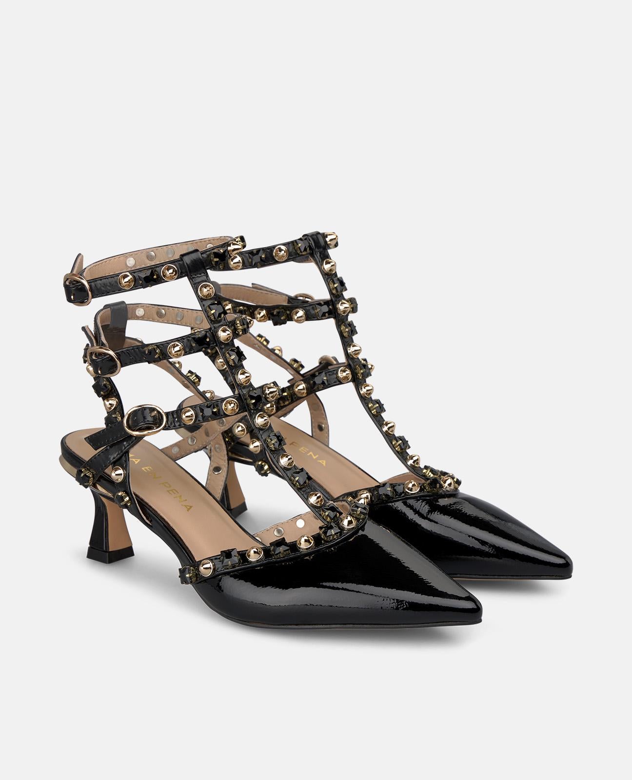 alma-en-pena-pumps-mit-nieten-lack-slingpumps-schwarz-6-cm image 2
