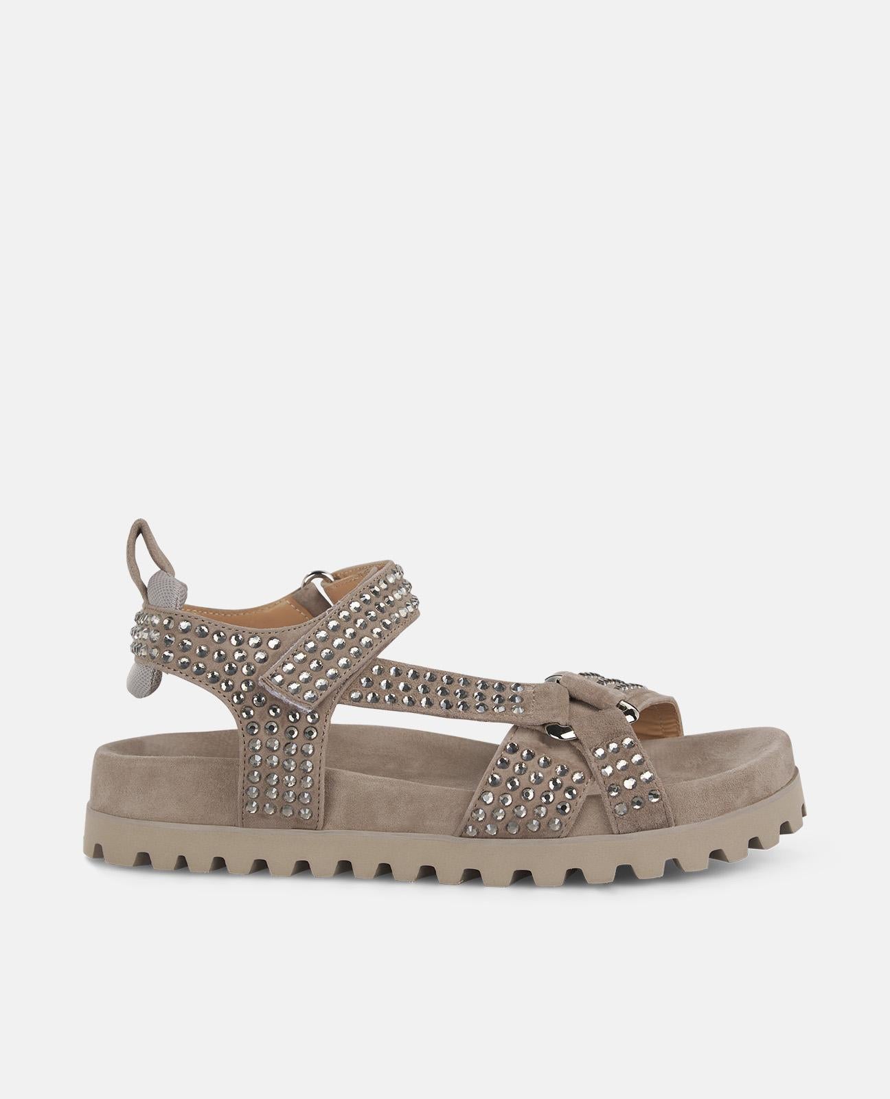 alma-en-pena-track-sole-sandale-braun-mit-strass-flache-track-sohle-2-cm-klett image 1