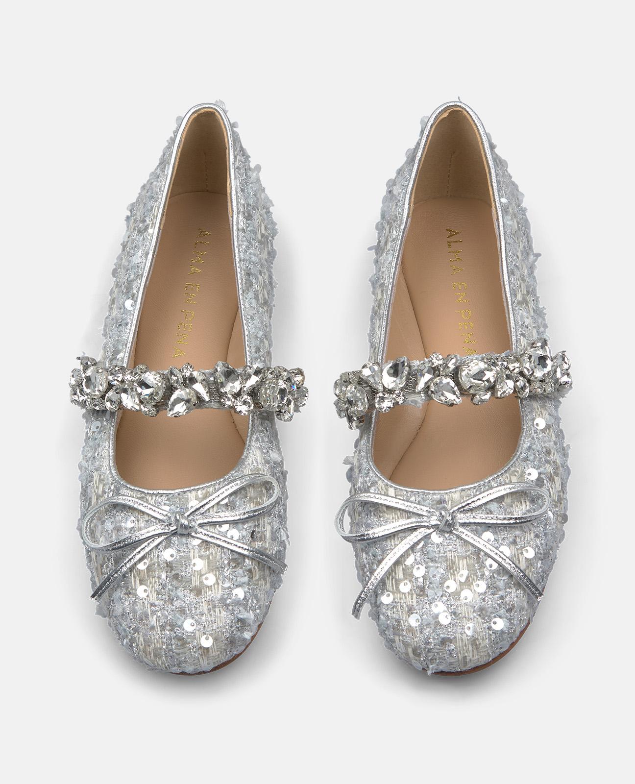 alma-en-pena-tweed-ballerina-silber-mit-strass image 4