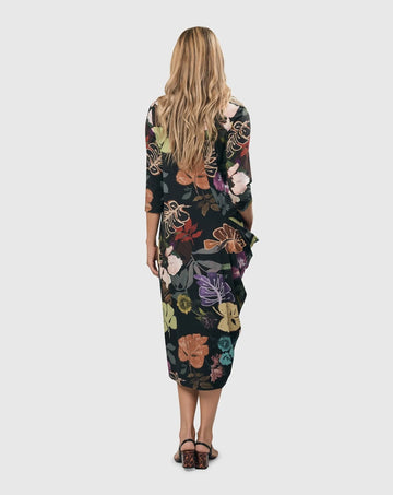 alembika-bali-draped-pocket-dress-leaves-multi-damen-jerseykleid-midi image 8