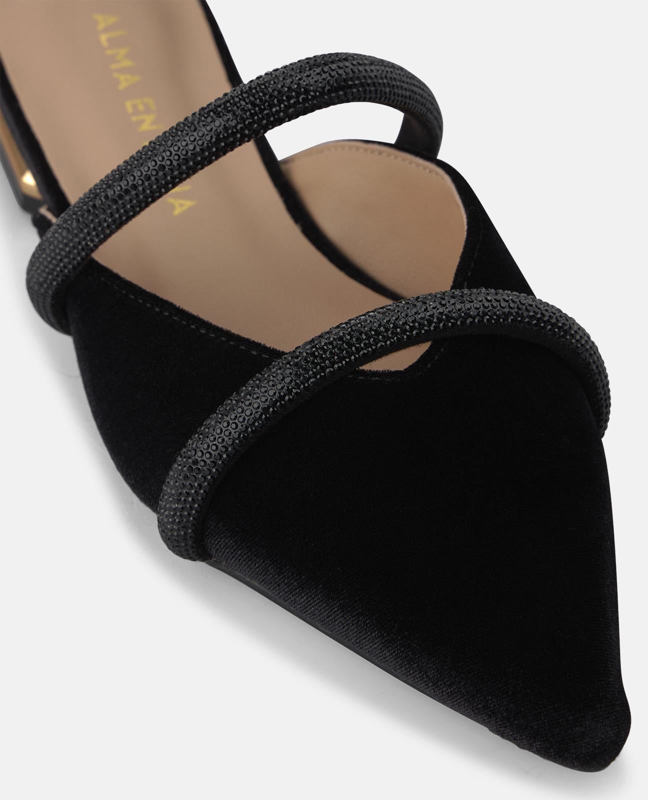 alma-en-pena-samt-mules-schwarz-offene-fersenpantoletten-mit-keil-metallic image 4