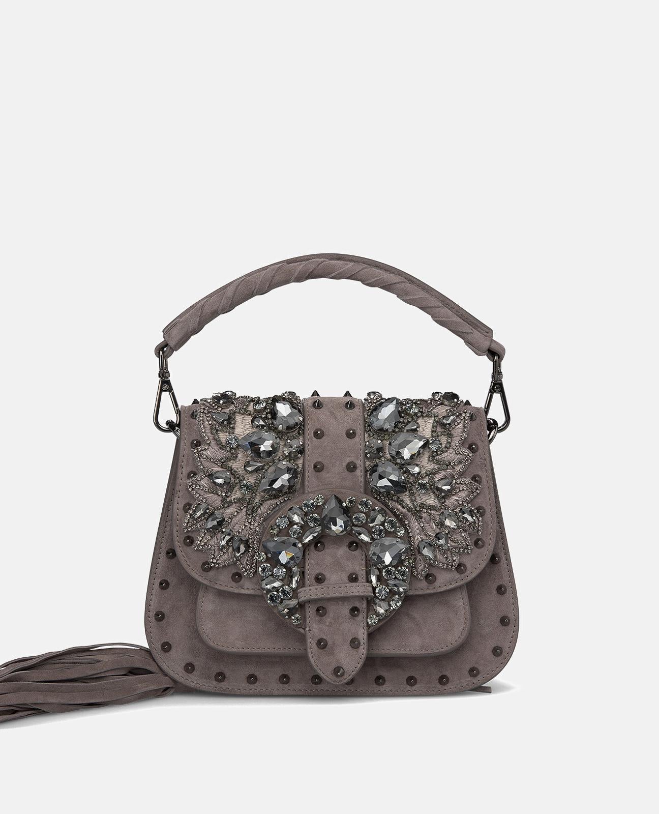 alma-en-pena-schultertasche-glitzer-nieten-grau image 1