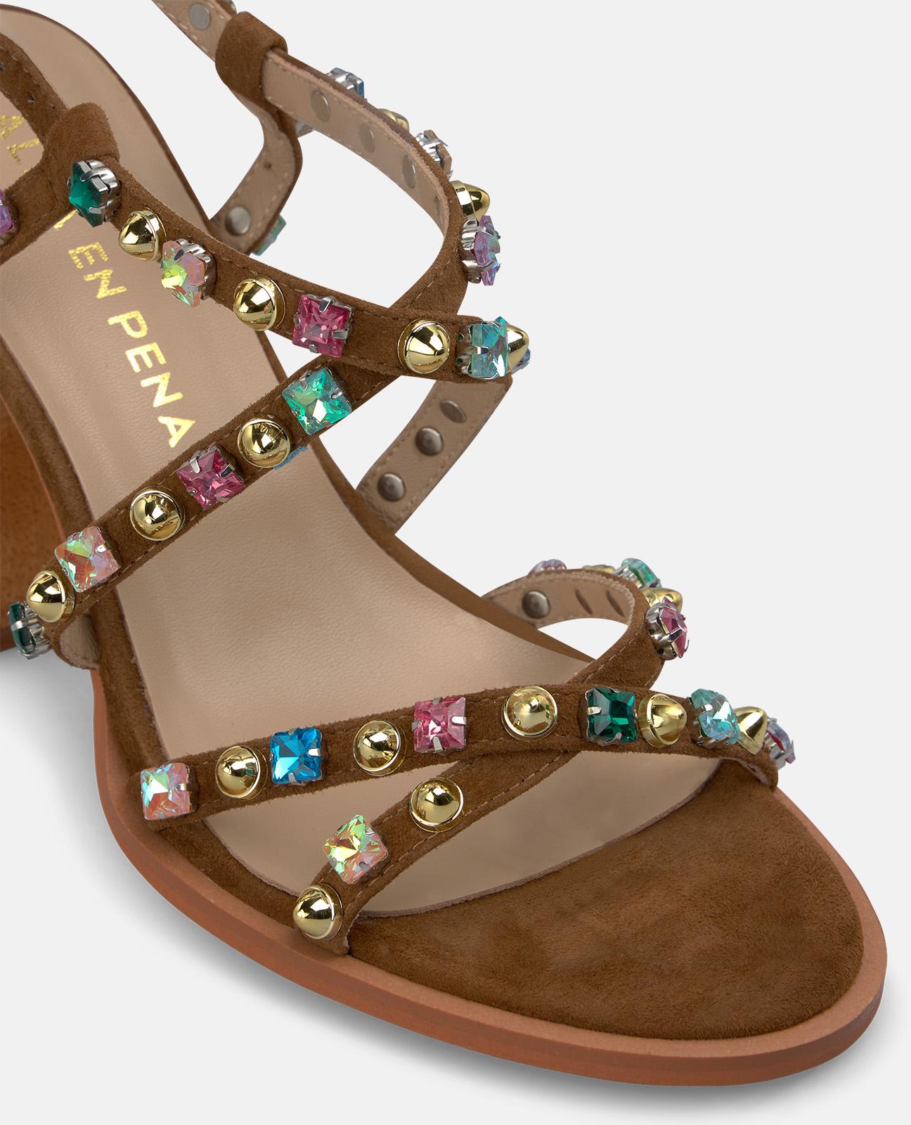 alma-en-pena-riemchen-sandale-mit-strass-8-cm-karamell image 4