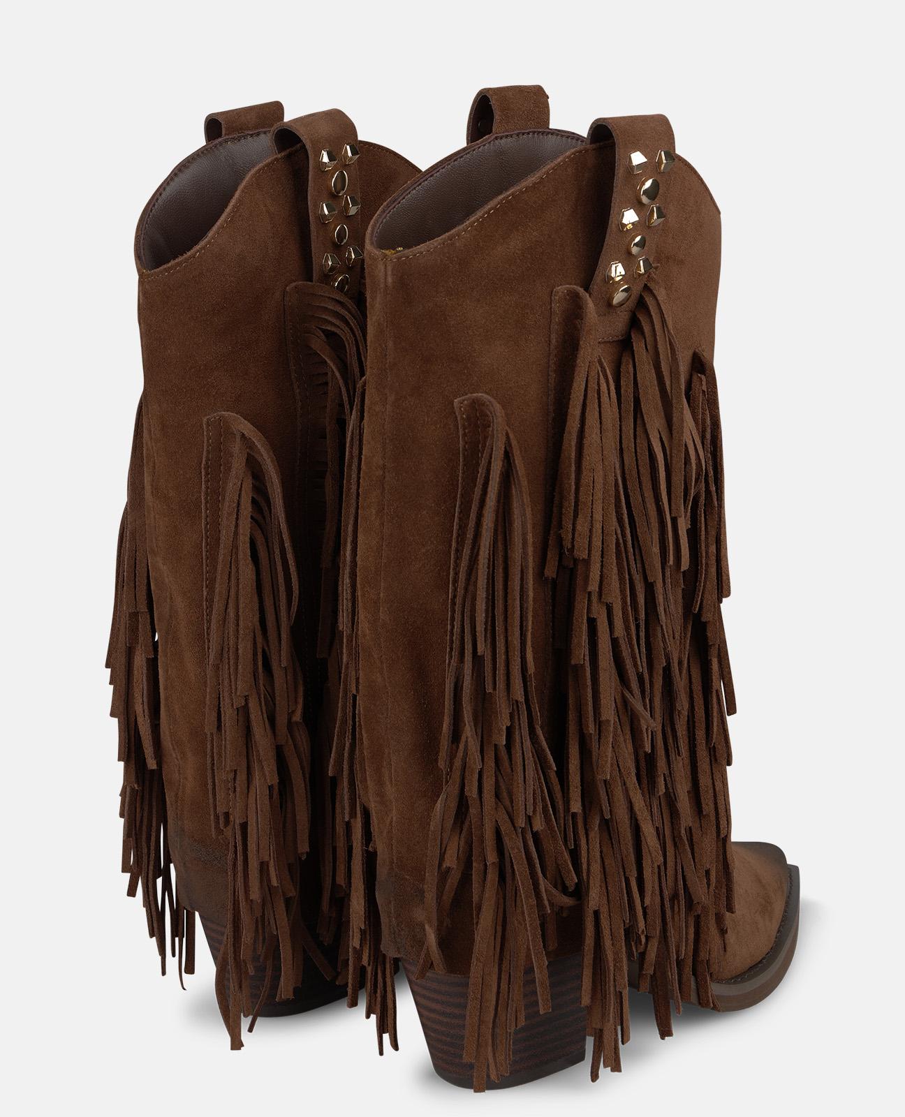 alma-en-pena-cowboy-boots-wildleder-fransen-camel image 3