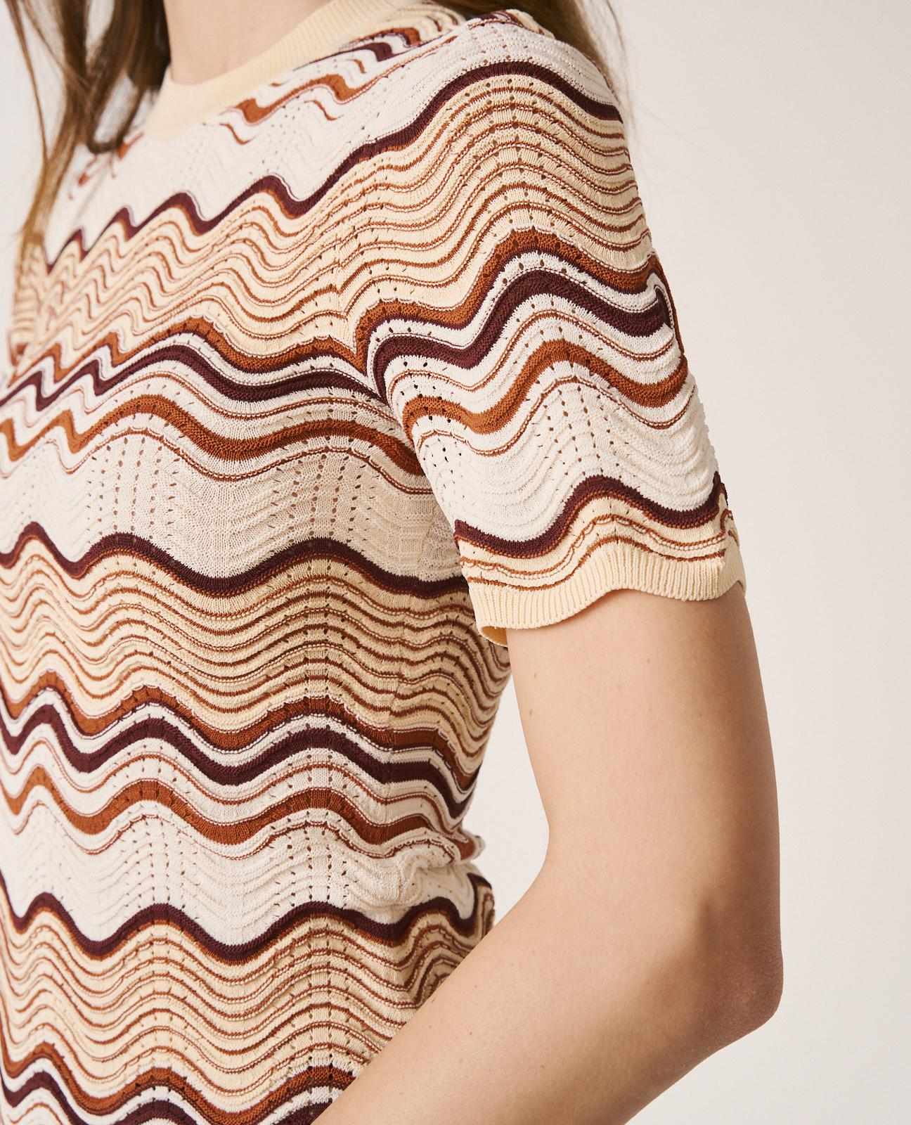 alma-en-pena-buntes-strick-top-mit-geometrie-muster-kurzarm-top image 6