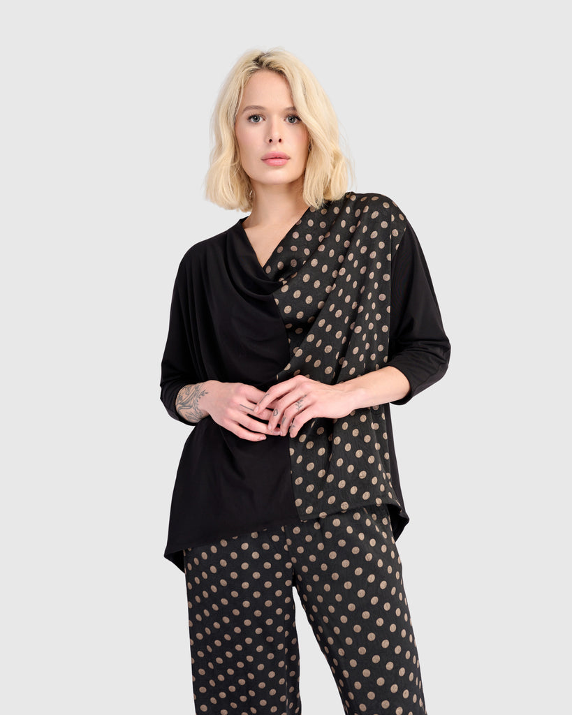 alembika-coupe-drapiert-top-schwarz-bronze-dots image 1