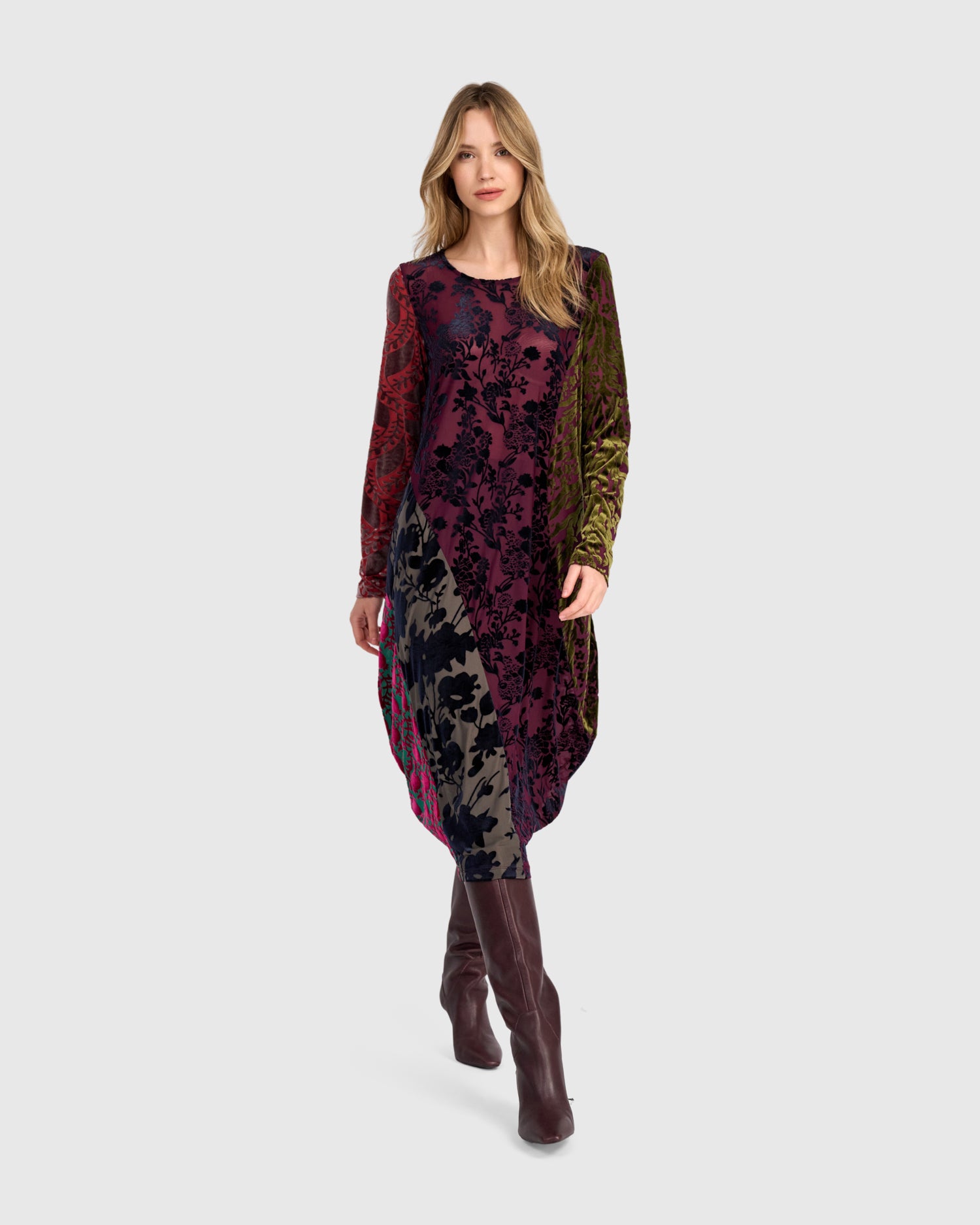 alembika-duchess-draped-kleid-jewel-multi-midi image 1