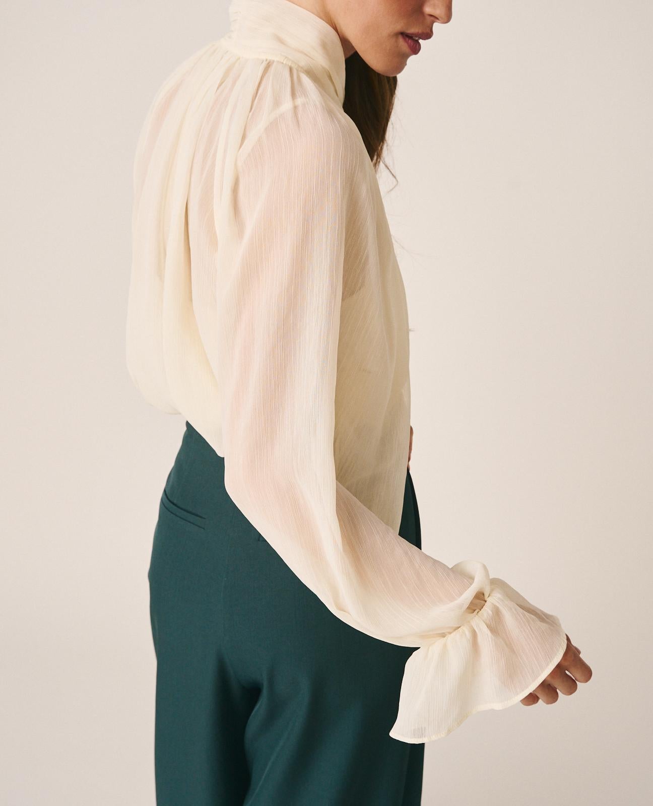 alma-en-pena-chiffonbluse-mit-schleife-wei image 5