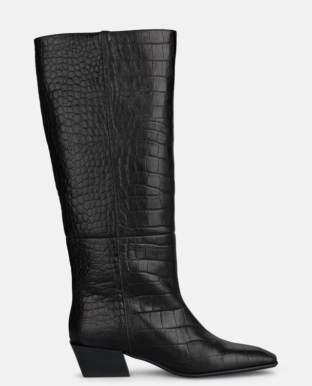 alma-en-pena-animal-print-lederstiefel-mit-blockabsatz-schwarz image 1