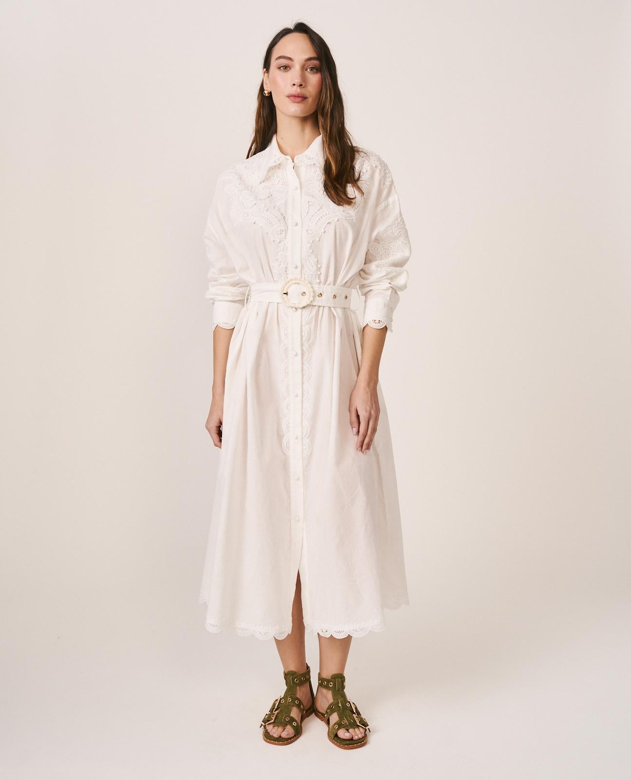 alma-en-pena-midikleid-bestickt-wei-langarm-leinenmix-mit-g-rtel image 2