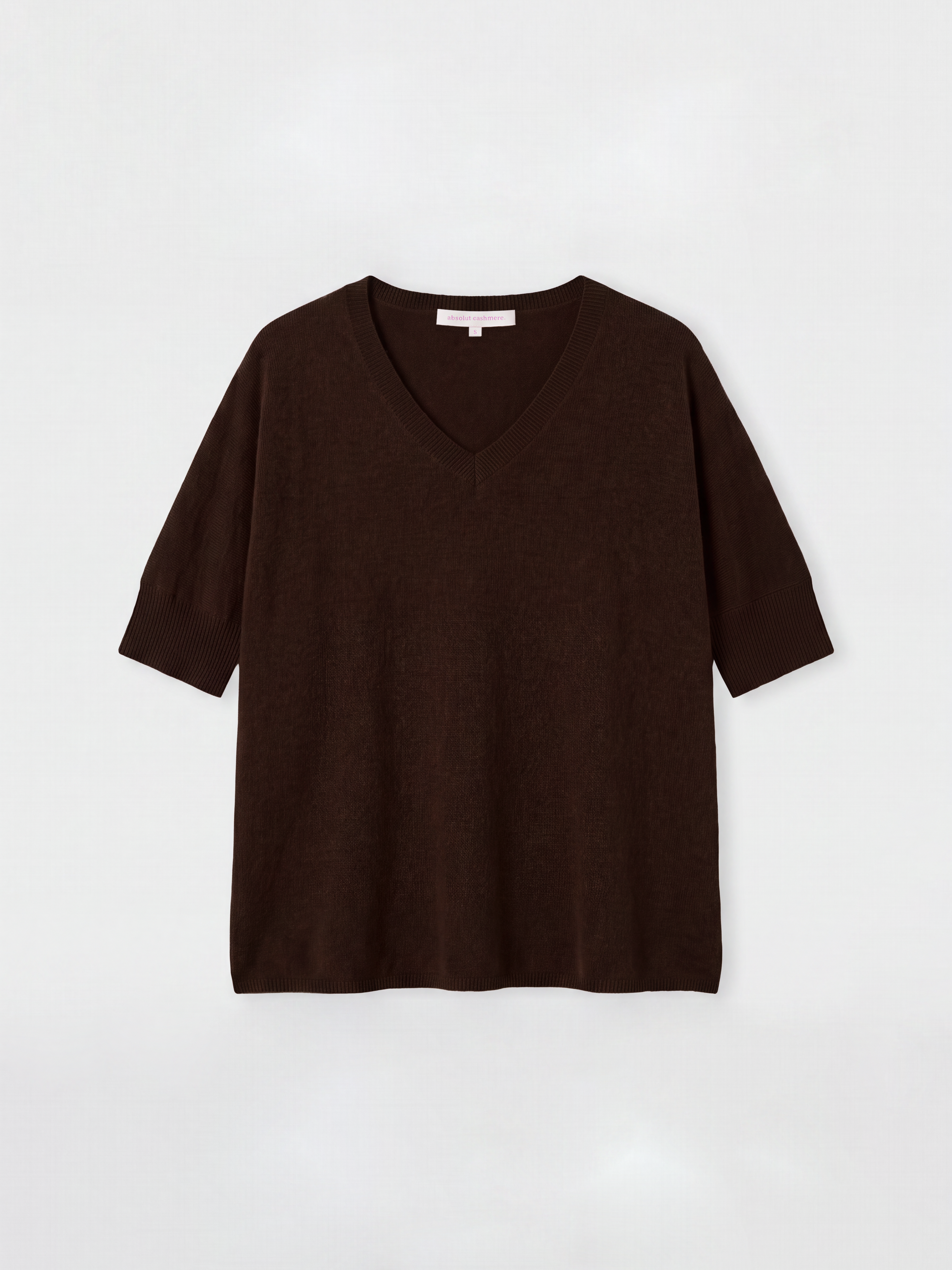 absolut-kate-damen-poncho-pullover-kaschmir-v-ausschnitt-kurzarm-braun image 1