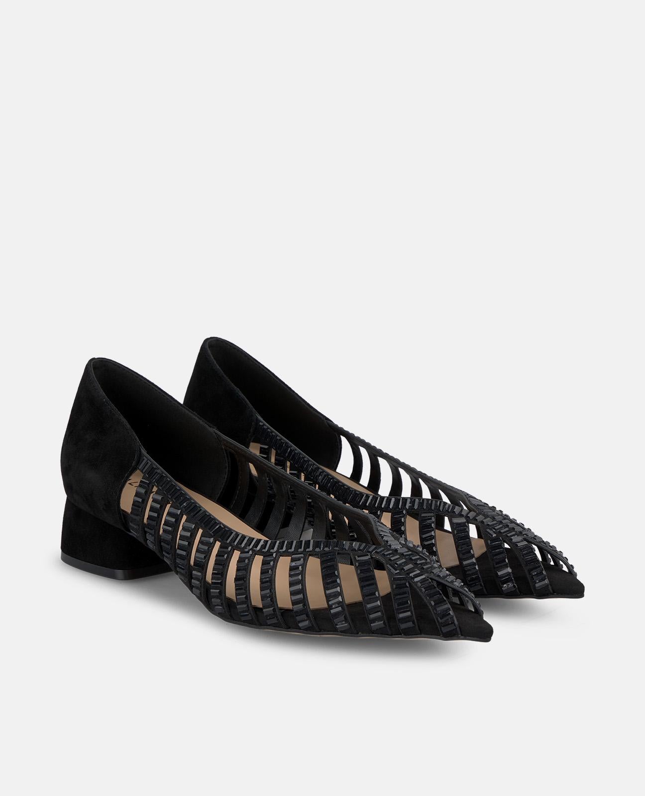 alma-en-pena-damen-ballerinas-schwarz-mirror-strass-spitz-3-cm image 2