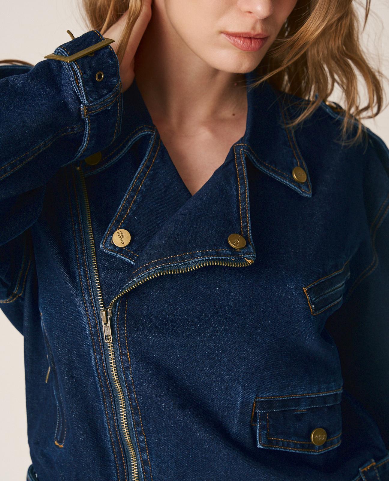alma-en-pena-bikerjacke-denim-dunkelblau-mit-elasthan image 6