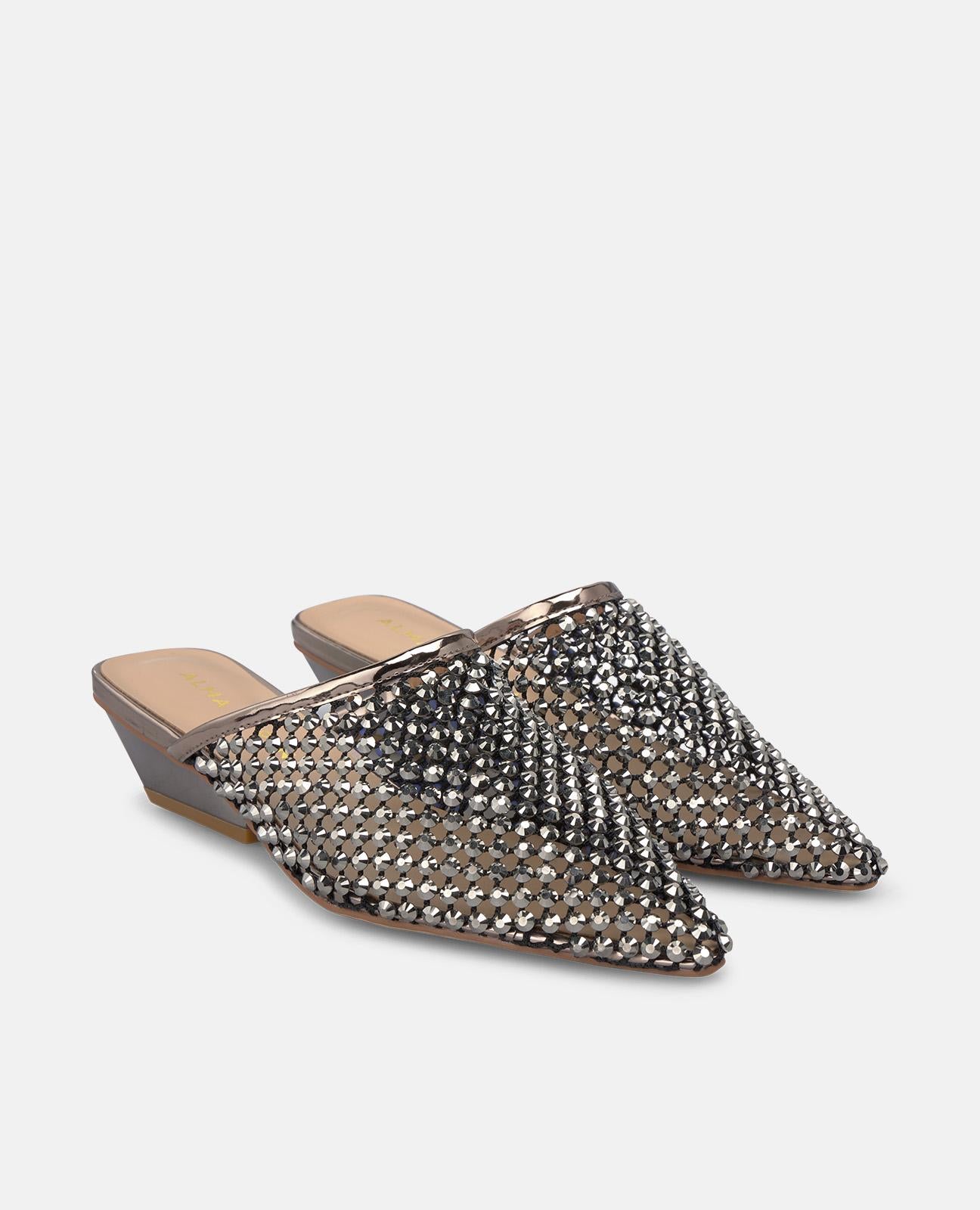 alma-en-pena-mesh-mule-mit-spitzzehe-5-cm-blockabsatz-in-plateado image 2