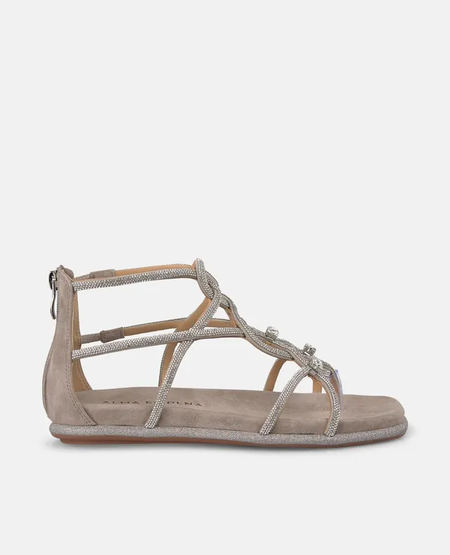 alma-en-pena-flat-sandal-with-tangled-straps-flache-sandale-grau-strass-2-cm image 1