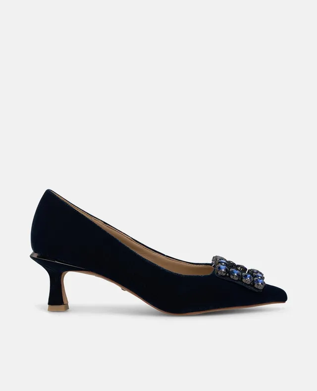alma-en-pena-samt-pumps-blau-schmuck-schnalle-6-cm-trichterabsatz image 1