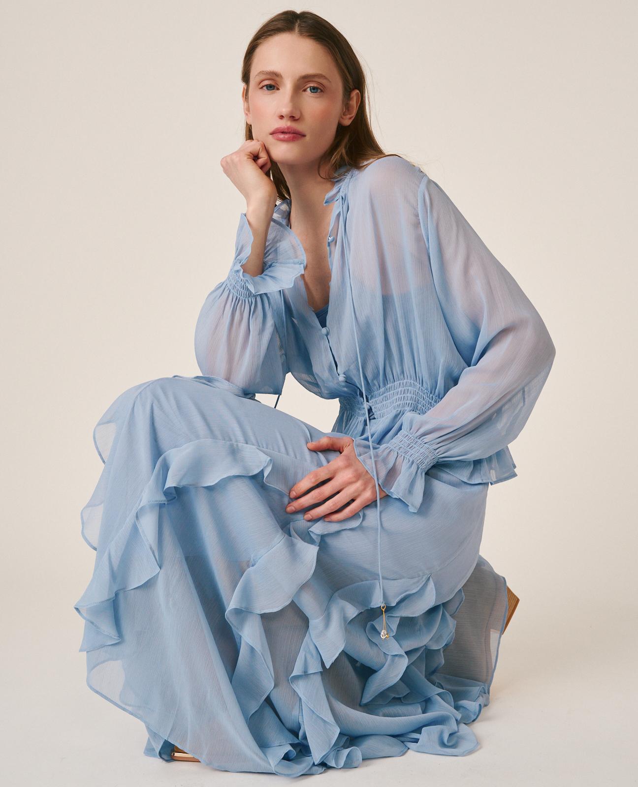 alma-en-pena-chiffon-midirock-hellblau-ausgestellt-mit-futter image 2