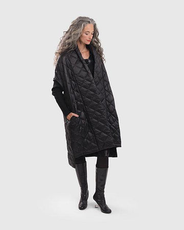 alembika-ether-clutch-coat-schwarz-damen-steppmantel-mit-daumenloch image 2