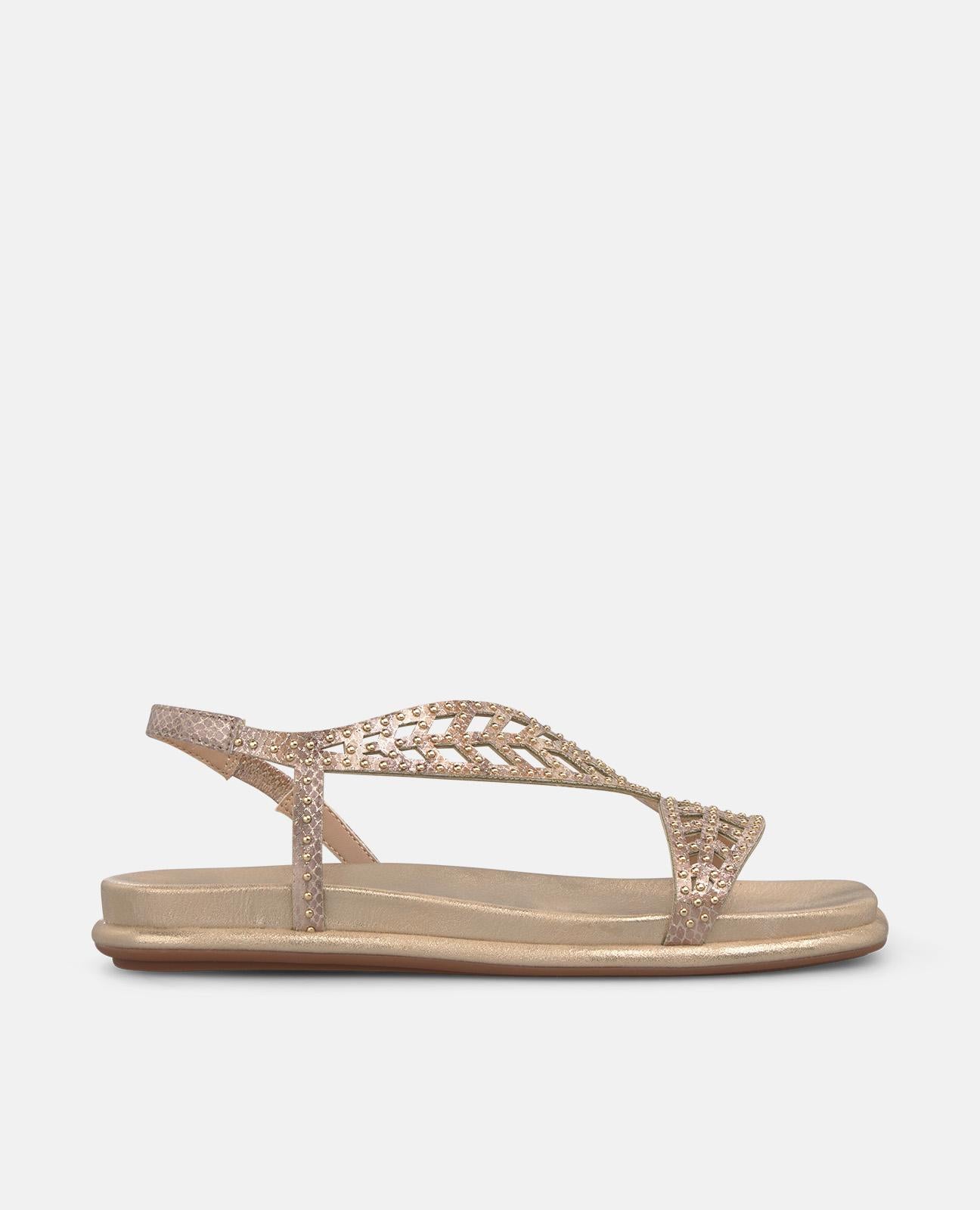 alma-en-pena-flat-sandal-flache-sandale-camel-mit-blatt-stickerei-2-cm image 1