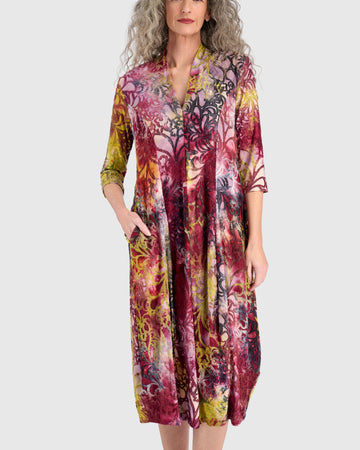 alembika-confetti-cocoon-dress-damen-kleid-raspberry-gold image 3