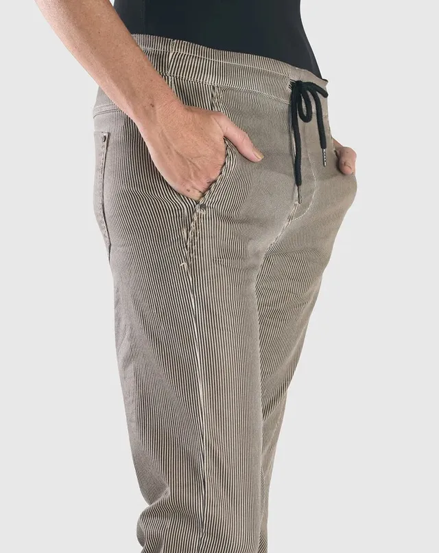 alembika-pinstripe-iconic-stretch-jeans-coffee image 1