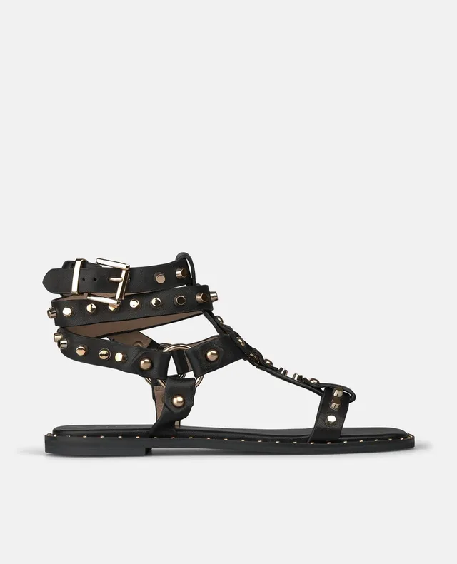 alma-en-pena-alfa-63632-plateau-sandale-im-greek-style-in-schwarz-nieten-4-5-cm image 1