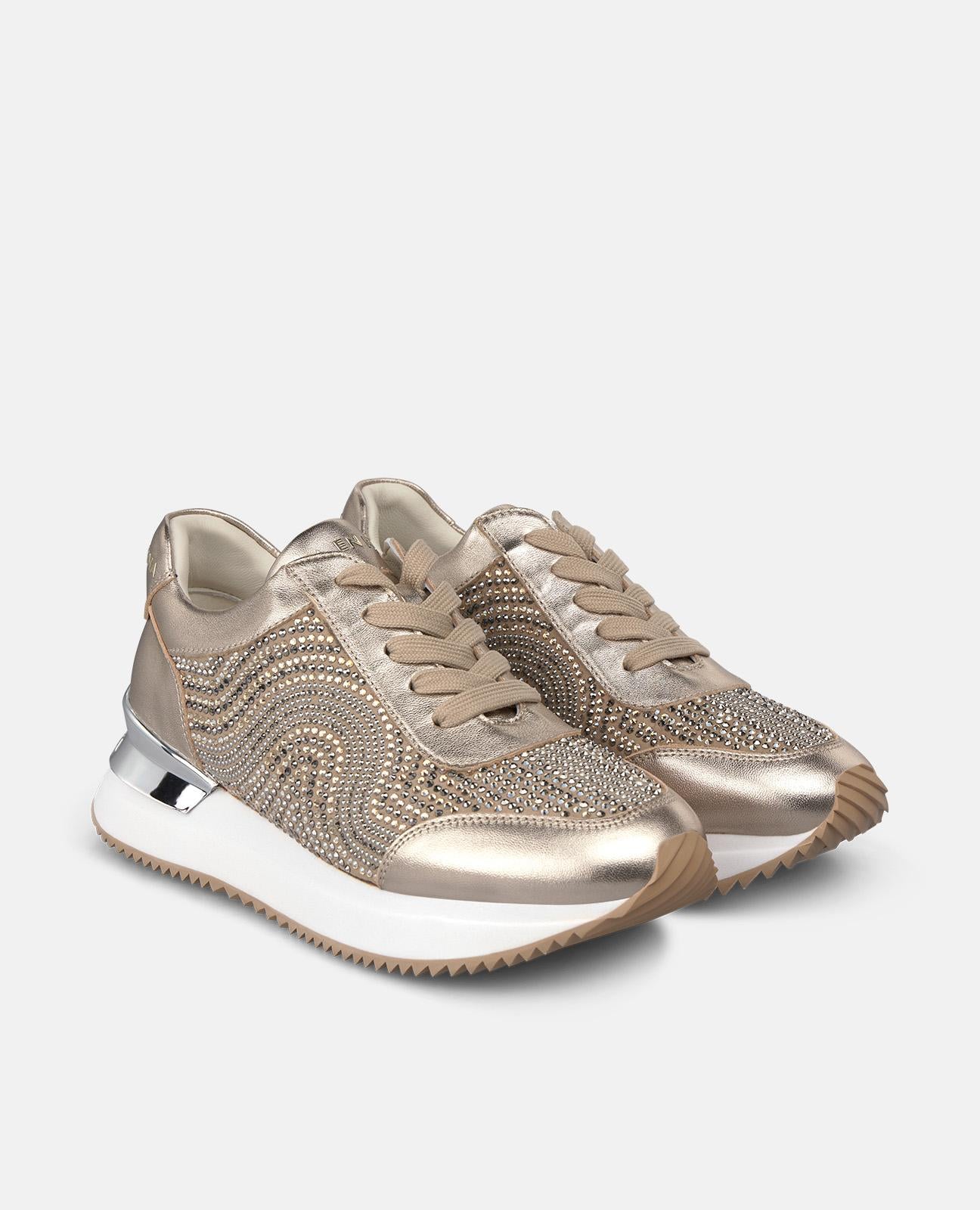 alma-en-pena-metallic-sneakers-bronze-strass-4-cm image 2