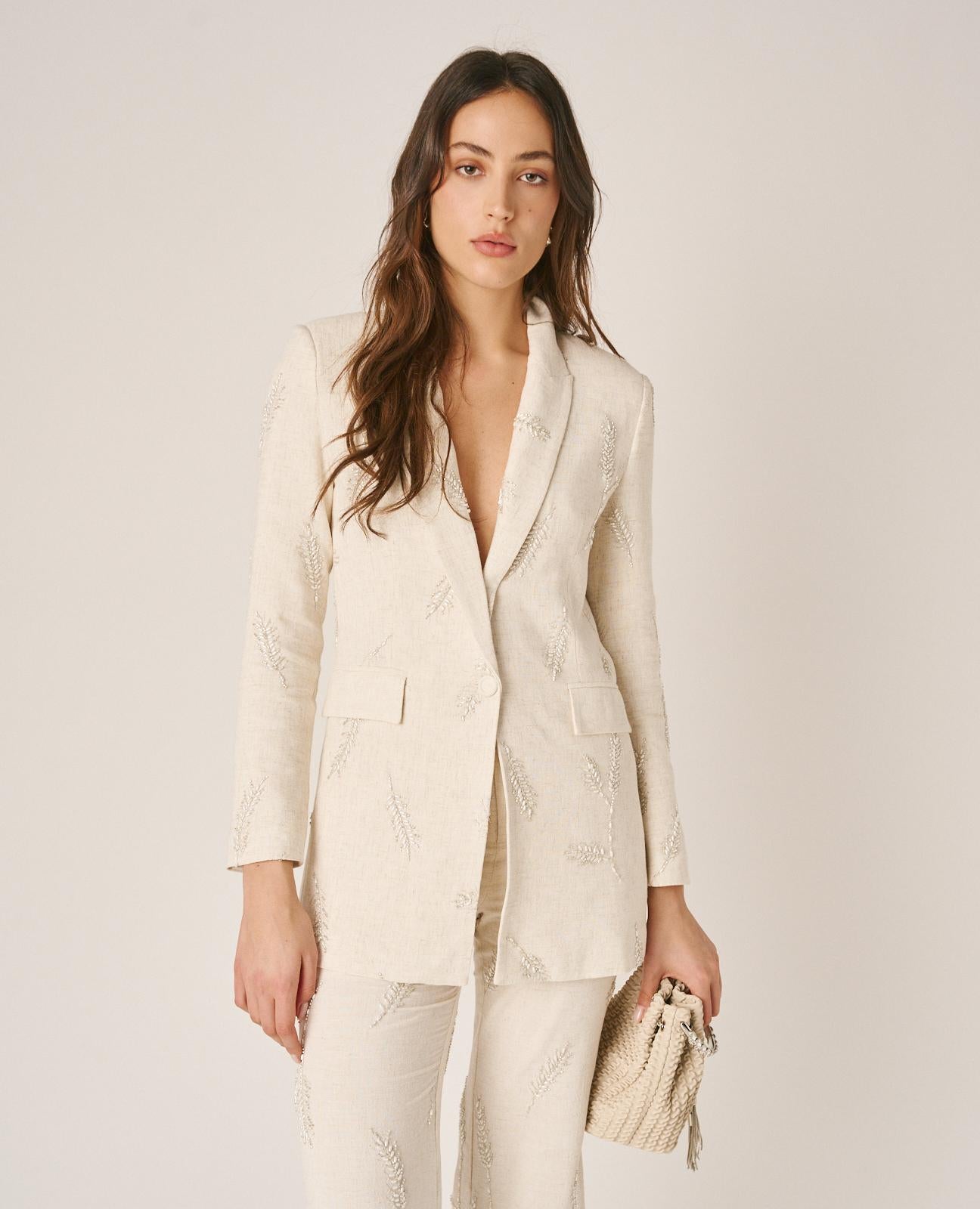 alma-en-pena-tailored-sleeve-blazer-leinen-blazer-wei image 3