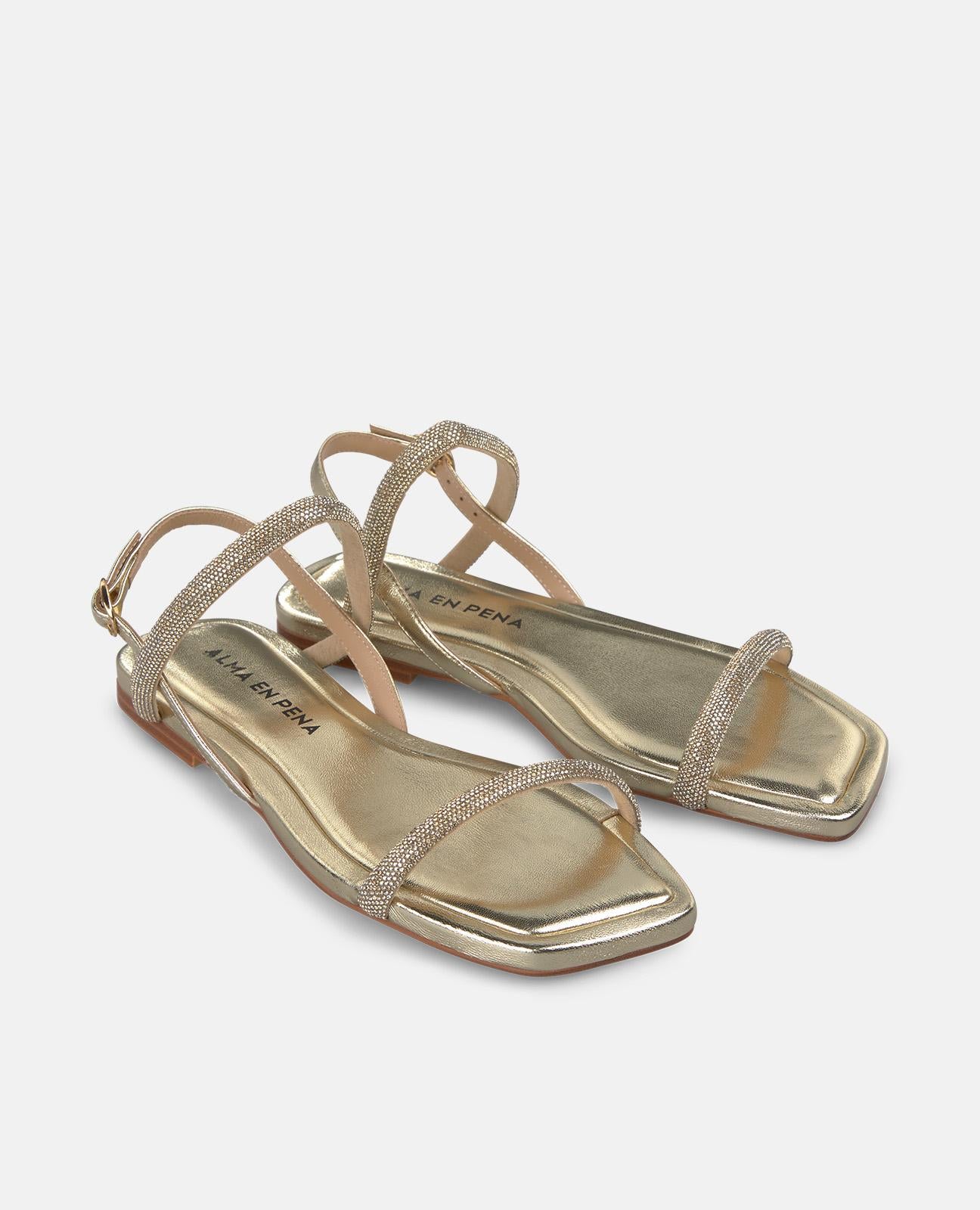 alma-en-pena-flache-sandale-doppelriemen-strass-sandale-gold-1-cm image 2