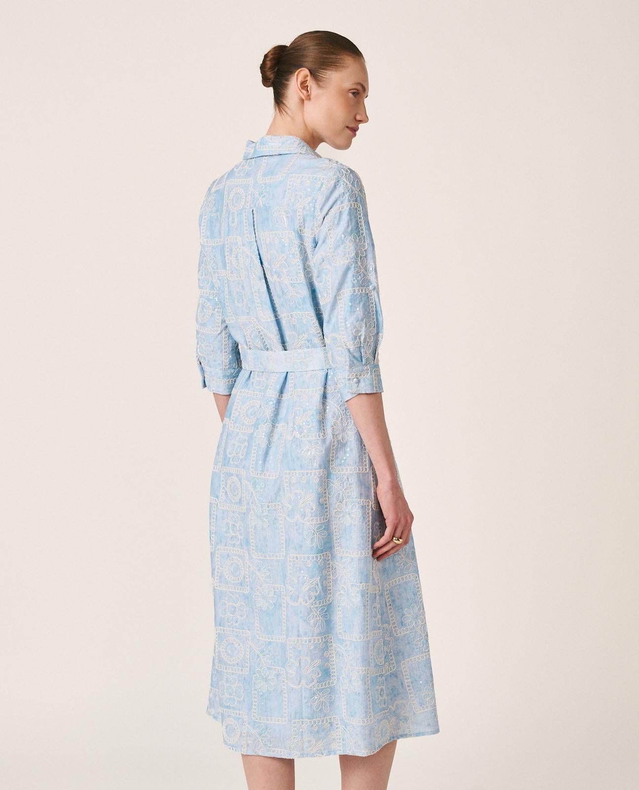 alma-en-pena-midi-kleid-stickerei-pailletten-blau-mit-raffia-g-rtel image 8