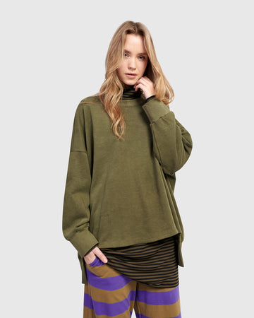 alembika-urban-kasbah-crewneck-top-olive-oversize-tunika image 3